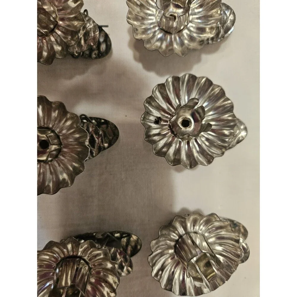 Vintage Christmas Tin Candle Holders Tree Clip Ons Pinecone Set of 12 Ornaments